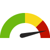 an indicator guage with the arrow in the red